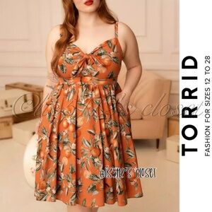 Torrid Retro Chic Orange Groves Mini Rockabilly Pinup Swing Dress 3X 22 24
